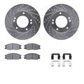 Dynamic Friction Co 7512-21009, Rotors-Drilled and Slotted-Silver w/ 5000 Advanced Brake Pads incl. Hardware, Zinc Coat 7512-21009